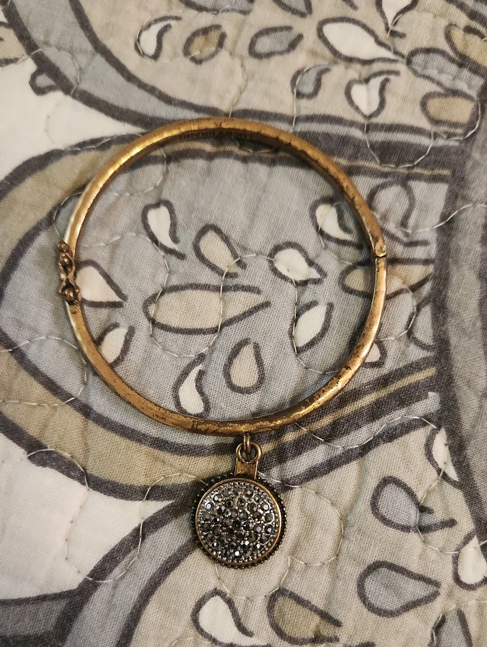 Lucky Brand Gold-Tone Disc Charm Bangle with Pavé Accent